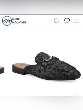 WHITE MOUNTAIN Bobbin Mule - Black Raffia 8.5 size Wide Width